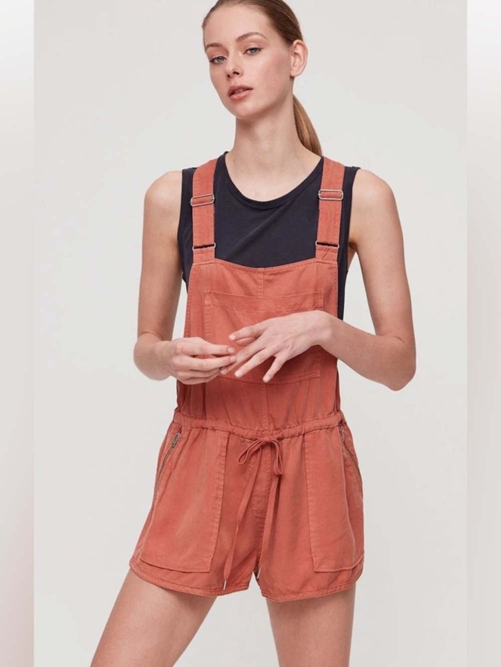 50%off w❤️ Aritzia Wilfred Free Beatriz Romper Colorado Tencel Shortalls Drape S